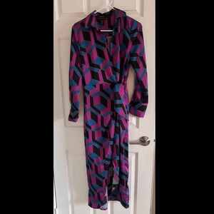 Long-sleeve Wrap-Dress with Geometric Design by House of Harlow